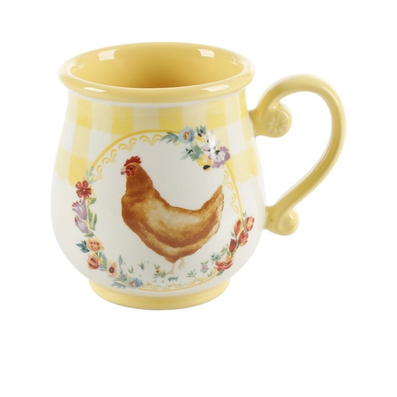 The Pioneer Woman Other - New Pioneer Woman Novelty Gingham 16-Ounce Mug Chicken Yellow/White